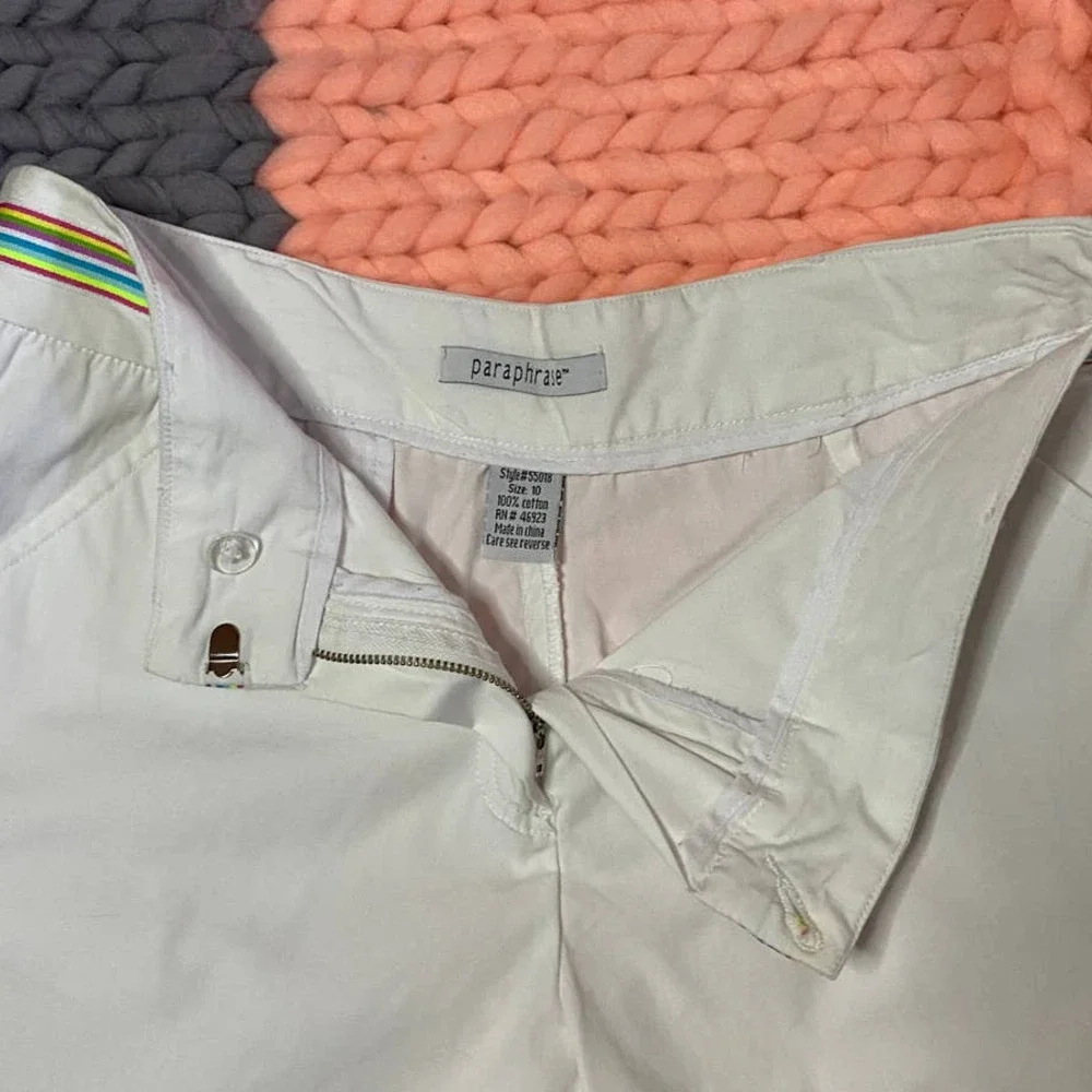 Paraphrase 80s Look White Shorts with Rainbow Waistband - Picture 7 of 9